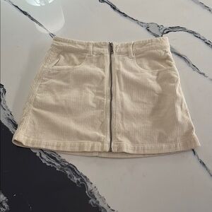 Cream Corduroy Mini Skirt